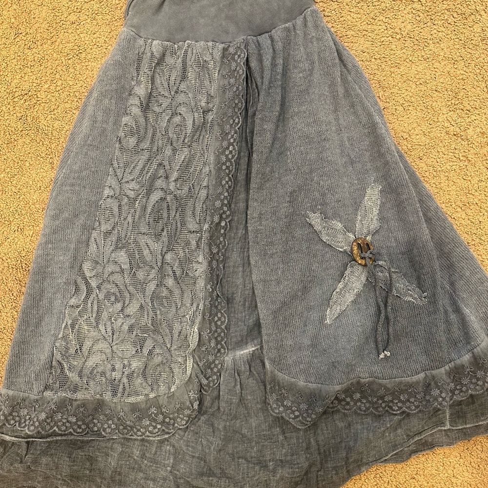 Blue lace boho skirt